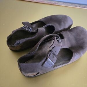 Birkenstock Brown Suede Mary Jane Clogs